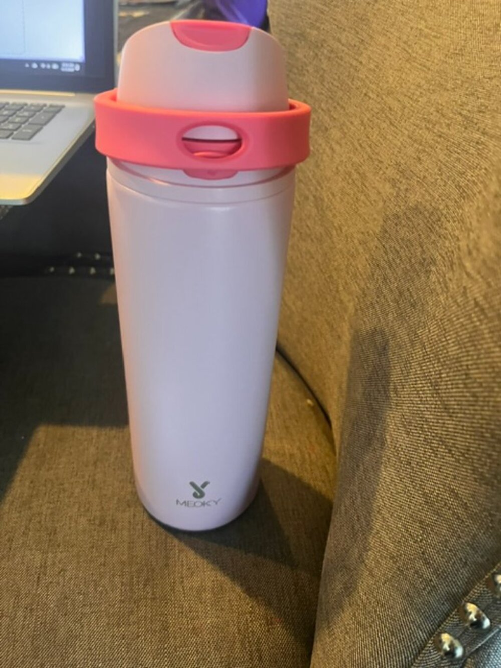 Meoky 24 Oz. Stainless Steel Water Bottle with Straw in Blush